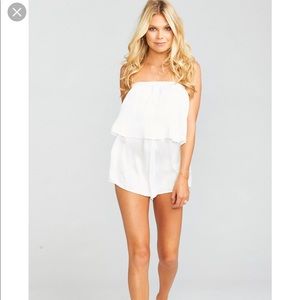 Show me your mumu Thelma romper in white sheen
